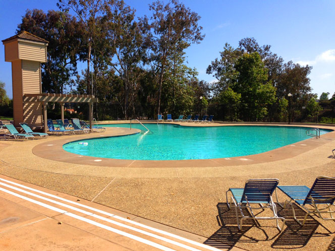 View of the Dana Woods Community Pool in Dana Point, California