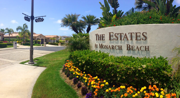 View of Estates At Monarch Beach Community Sign in Dana Point, California